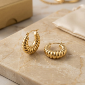 Aria Gold Kabartmalı Halka Kadın Küpe