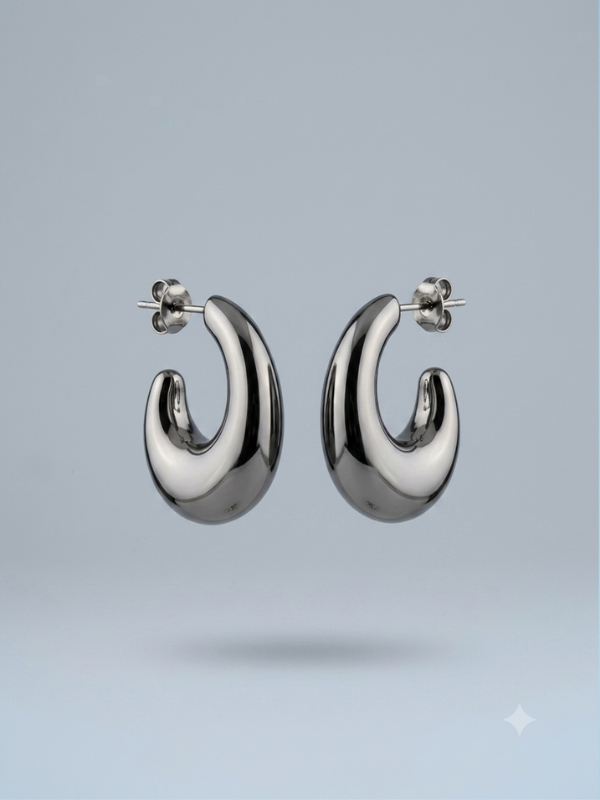 Minimal Silver Çengel Küpe