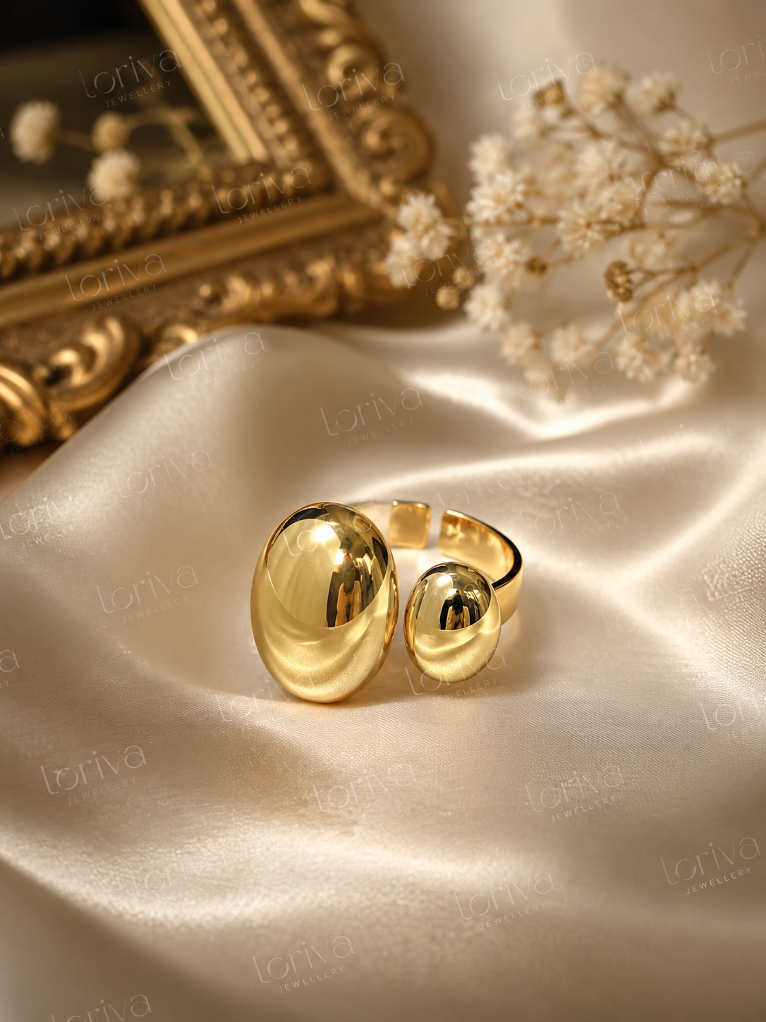 Çift Oval Gold Kadın Yüzük