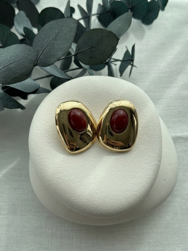 Mango Akik Gold Kadın Küpe