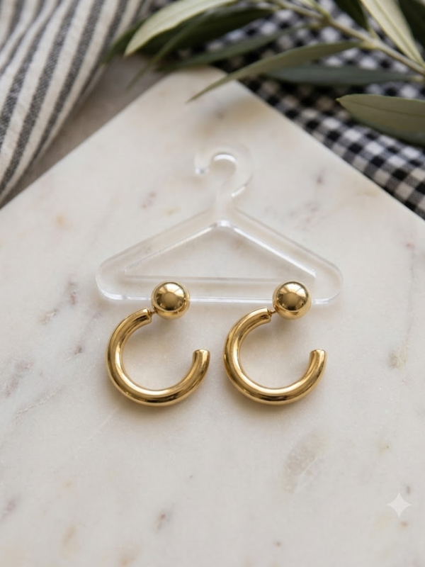 Top Detaylı Gold Halka Kadın Küpe